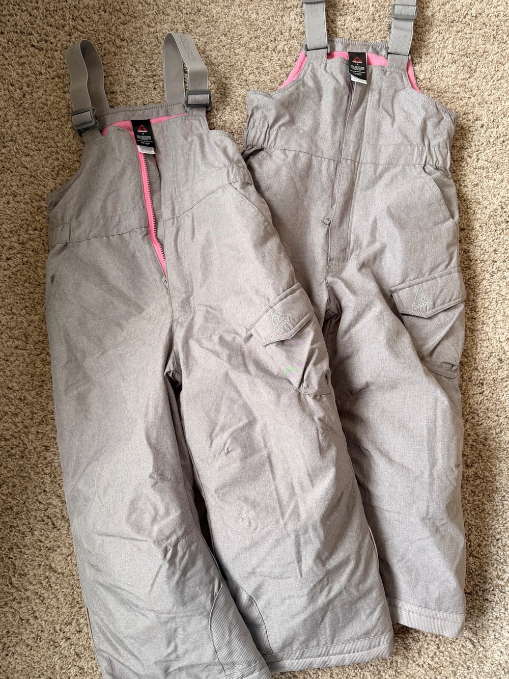 2 Gerry Light Gray Snow Bibs